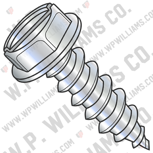 Slotted Indented Hexwasher 7/16 A/F Self Tap Screw Type A Full Thread Zinc Bake