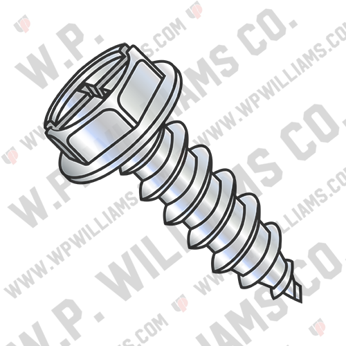 Combo (phil/slot) Ind Hexwasher Self Tapping Screw Type AB Full Thread Zinc Bake