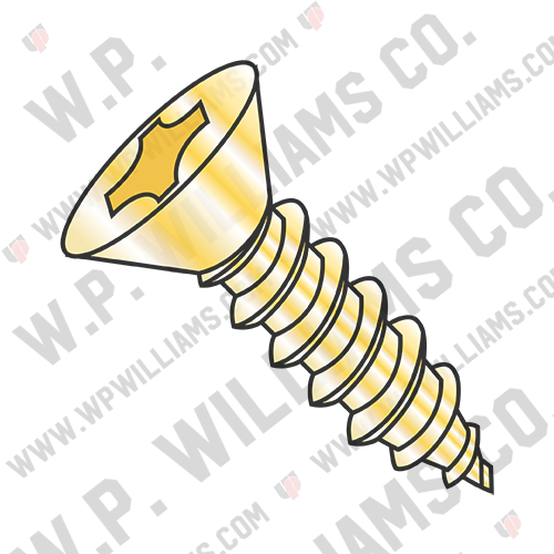 Phillips Flat Self Tapping Screw Type AB Fully Threaded Zinc Yellow And Bake
