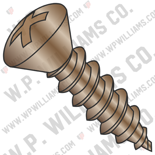 Phillips Oval Self Tapping Screw Type AB Full Thread Steel Antique Brass Finish