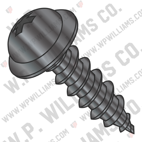 Phillips Round Washer Self Tapping Screw Type A Fully Threaded Black Zinc & Bake