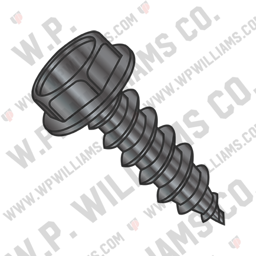 Unslotted Indented Hex Washer Self Tapping Screw Type A Fully Threaded Black Oxi