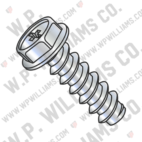 Phillips Indented Hex Washer Self Tapping Screw Type B Fully Threaded Zinc Bake