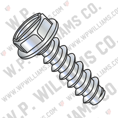 Slotted Indented Hex Washer Self Tapping Screw Type B Fully Threaded Zinc Bake
