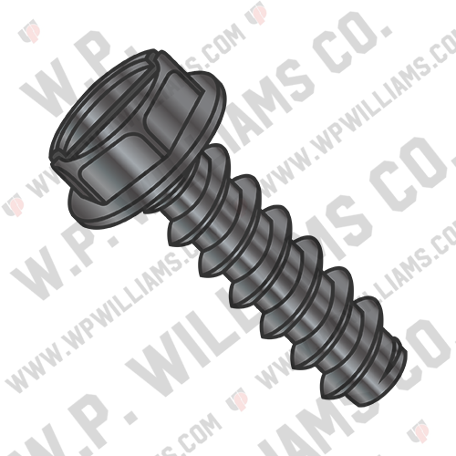 Slotted Indented Hex Washer Self Tapping Screw Type B Fully Threaded Black Oxide