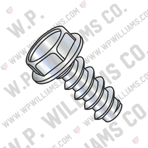 Unslotted Indented Hexwasher Self Tapping Screw Type B Full Thread Zinc and Bake