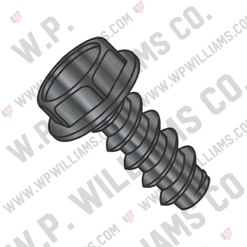 Unslotted Ind Hex Type B Tapping Screw Fully Threaded Hard Black Zinc