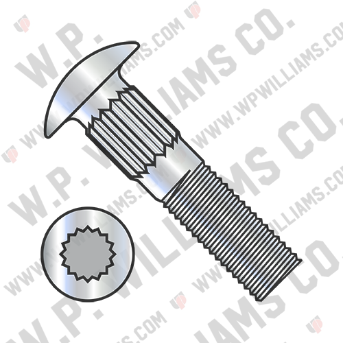Ribbed Neck Carriage Bolt Fully Threaded Zinc