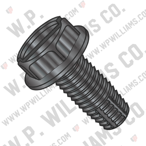 Slotted Hex Washer Thread Cutting Screw Type F Fully Threaded Black Oxide