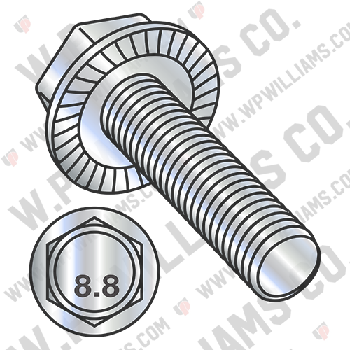 Metric Din 6921 Class 8.8 Indent Hex Flanged Washer Serrated Screw Full Thd Zinc