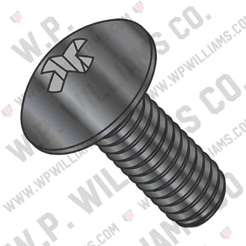Phillips Full Contour Truss Machine Screw Fully Threaded 18 8 SS Blk Oxide