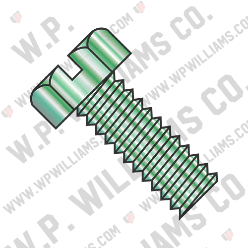 Slotted Indented Hex Head Machine Screw Fully Threaded Zinc Green