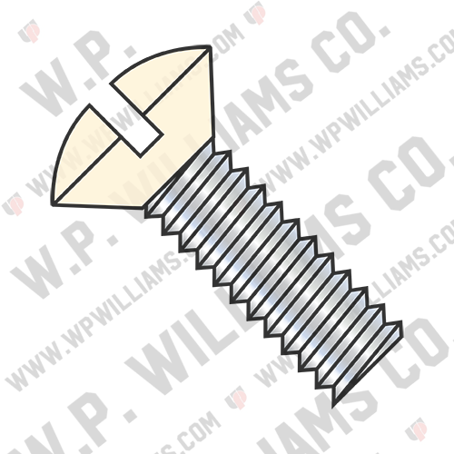 Slotted Oval Machine Screw Fully Threaded Zinc with Ivory Painted Head