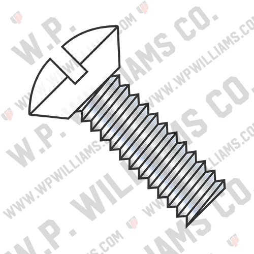 Slotted Oval Undercut Machine Screw Fully Threaded Zinc with White Painted Heads
