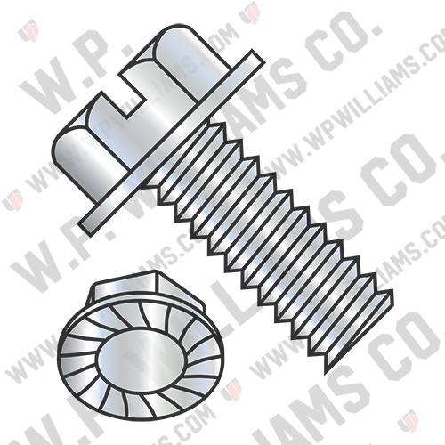 Slotted Indented Hex Washer Head Serrated Machine Screw Fully Threaded Zinc