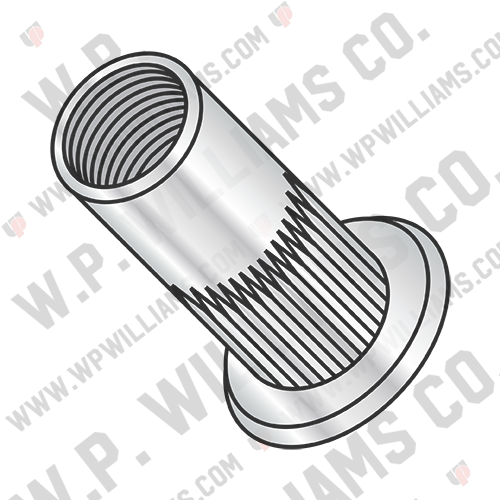 Flat Head Ribbed Threaded Insert Rivet Nut Aluminum Cleaned and Polished