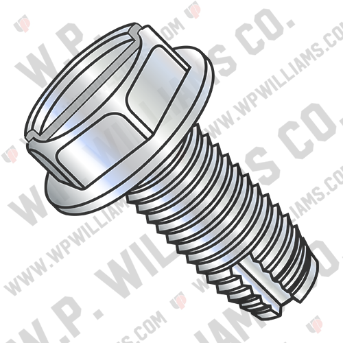 Slotted Indented Hex Washer Thread Cutting Screw Type 1 Fully Threaded Zinc Bake