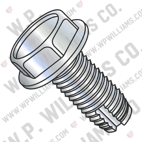 Unslotted Indented Hex Washer Thread Cutting Screw Type 1 Full Thread Zinc Bake