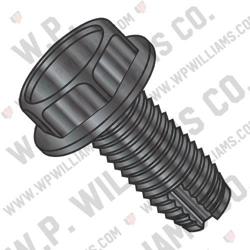 Unslotted Indented Hex Washer Thread Cutting Screw Type 1 Fully Threaded Black O