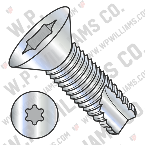 6 Lobe Flat Thread Cutting Screw Type 23 Fully Threaded Zinc And Bake