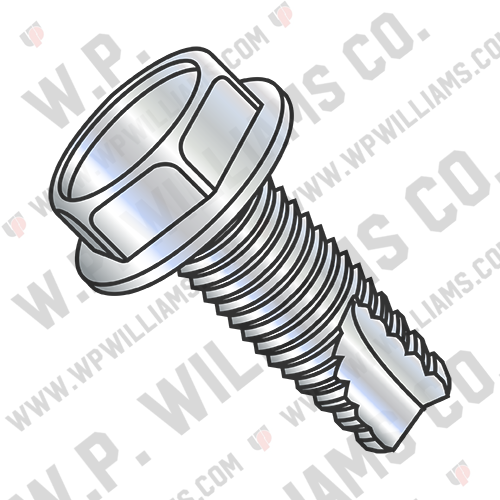 Unslotted Indented Hex Washer Thread Cutting Screw Type 23 Full Thread Zinc Bake