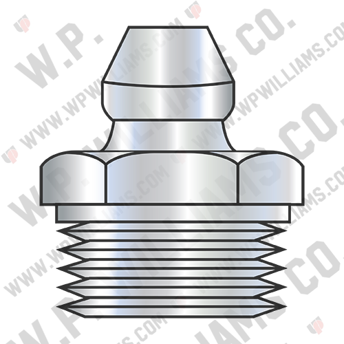 Grease Fitting 9/16 Hex, 1/4-18 PTF Pipe Thread Zinc Clear