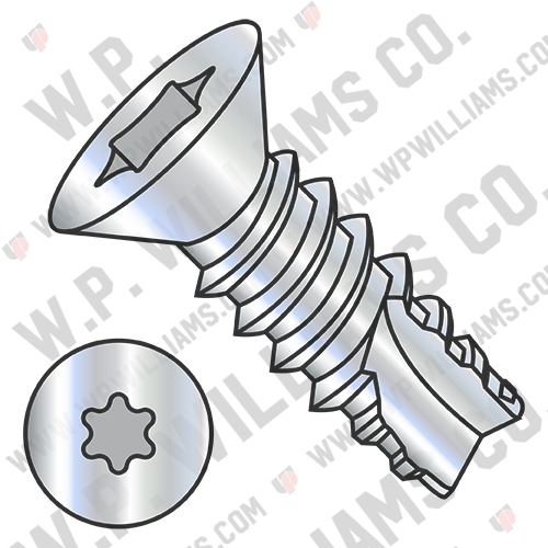 6 Lobe Flat Thread Cutting Screw Type 25 Fully Threaded Zinc And Bake