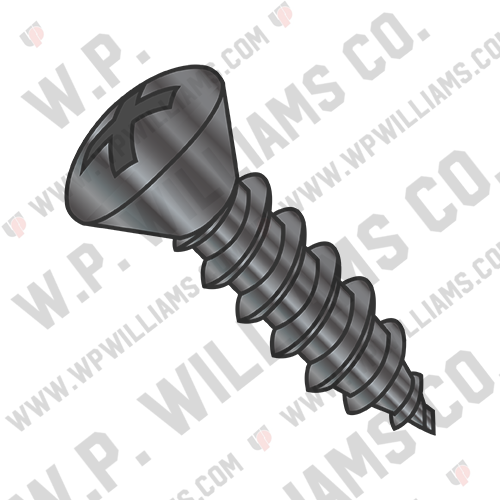 Phillips Oval Self Tapping Screw Type A B Fully Threaded Black Zinc and Bake