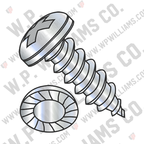 Phillips Pan Serrated Self Tapping Screw Type AB Fully Threaded Zinc and Bake