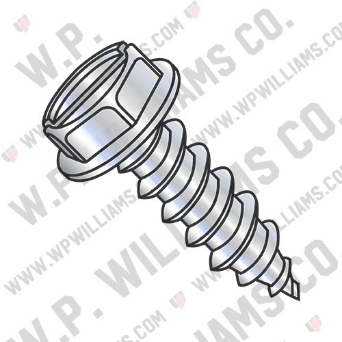 Slotted Indented Hex Washer Self Tapping Screw Type AB Fully Threaded Zinc Bake