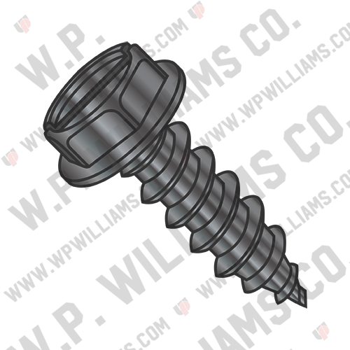 Slotted Indented Hex Washer Self Tapping Screw Type A B Fully Threaded Black Oxi