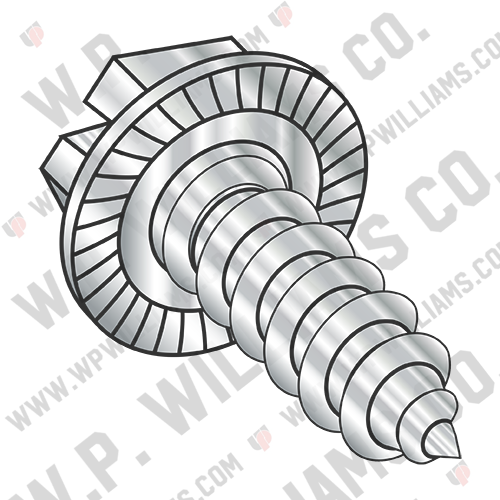 Indent Hex Washer Slot Self Tap Screw AB Serrated Full Thd 18-8 Stainless St