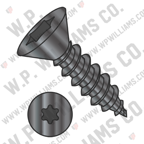 6 Lobe Flat Self Tapping Screw Type AB Fully Threaded Black Oxide