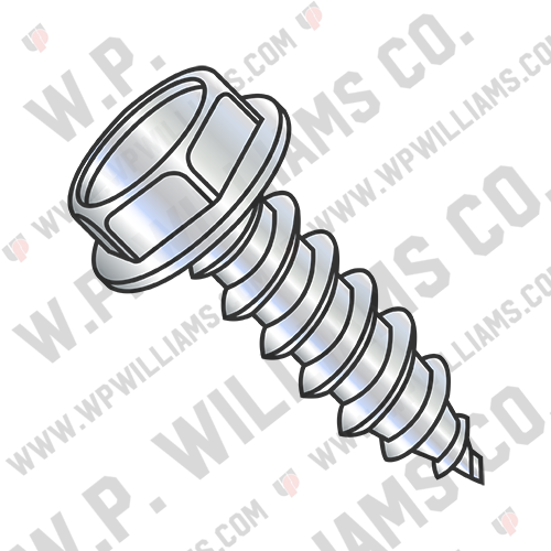 Unslotted Indented Hex Washer Self Tapping Screw Type AB Fully Threaded ZincBake