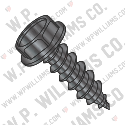 Unslotted Indented Hex Washer Self Tapping Screw Type AB Full Thread Black Oxide