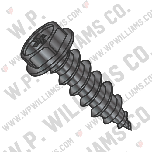 Phillips Indented Hex Washer Self Tapping Screw Type A Full Threaded Black Oxide