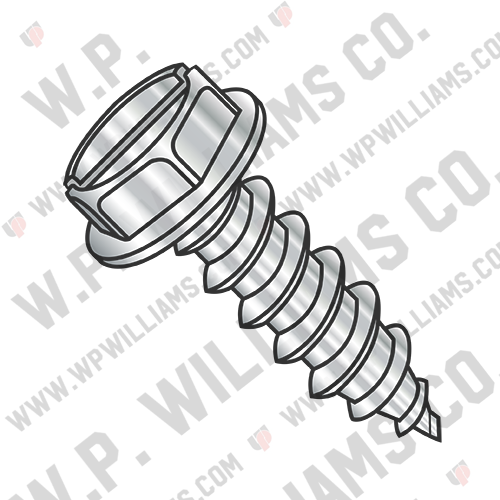 Slot Indent Hex Washer Self Tapping Screw Type A Fully Threaded 18-8 Stainless