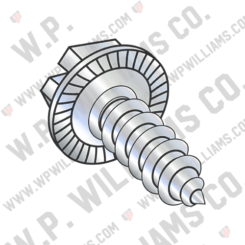 Slotted Indent Hex Washer Serrated Self Tap Screw Type A Full Thread Zinc Bake