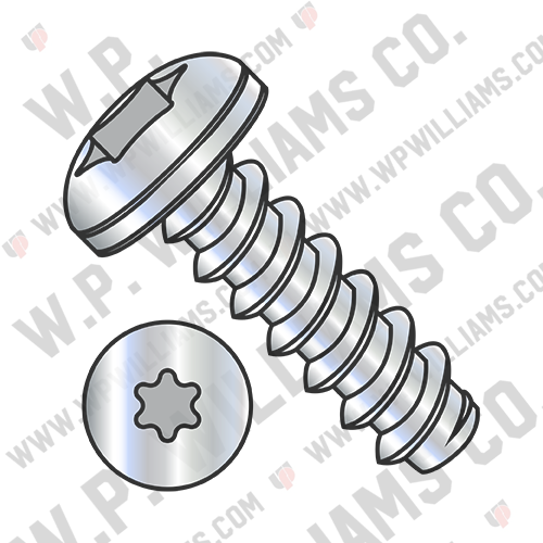 6 Lobe Pan Self Tapping Screw Type B Fully Threaded Zinc and Bake