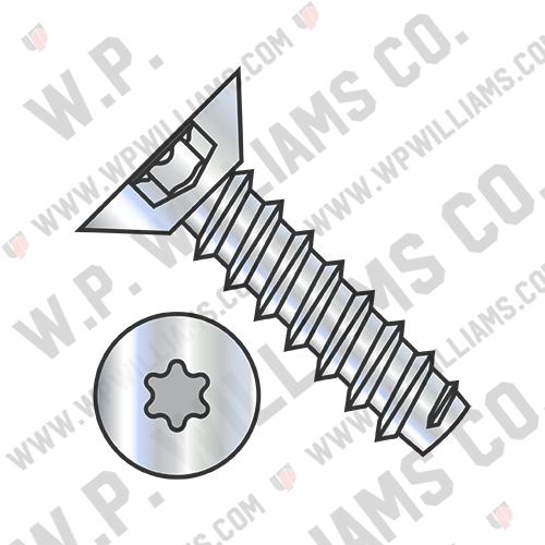 Six Lobe Flat Undercut Self Tapping Screw Type B Fully Threaded Zinc and Bake