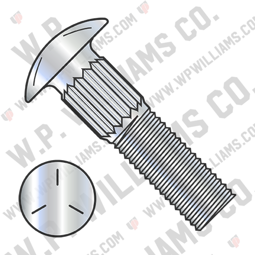 Ribbed Neck Carriage Bolt Grade 5 Fully Threaded Zinc