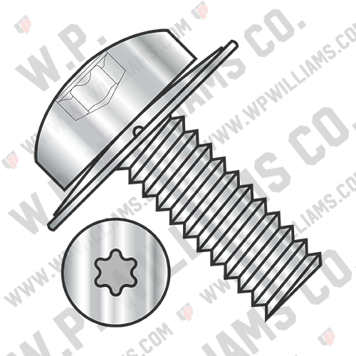 6 Lobe Pan Square Cone 410 Stainless Sems Fully Threaded 18-8 Stainless Steel