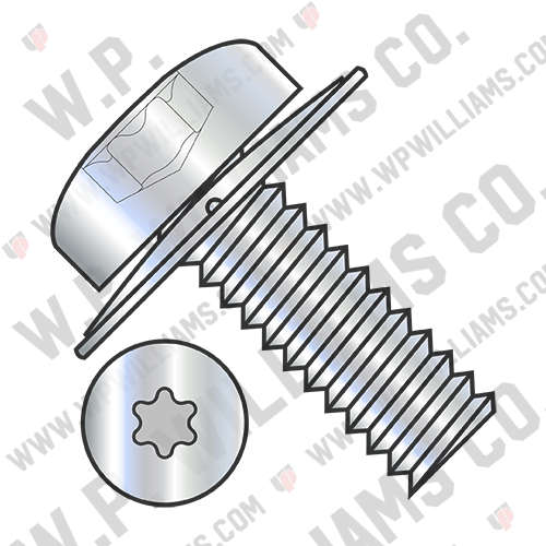 6 Lobe Pan Square Cone Sems Fully Threaded Zinc Bake