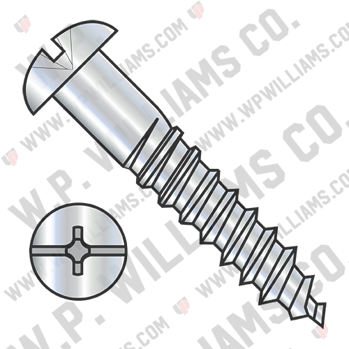 Combination (phil/slot) Drive Round Head Full Body 2/3 Thread Wood Screw Zinc