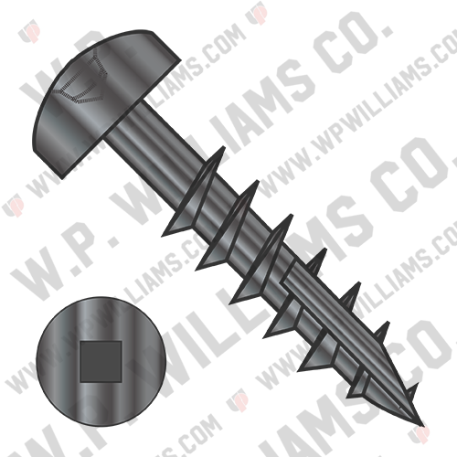 Square Pan #7 Head Face Frame Screw Type 17 Coarse Partial Thread Black Oxide
