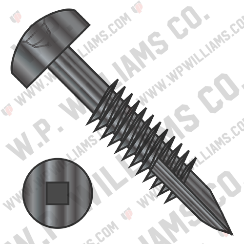 Square Pan #7Head Face Frame Screw Type17 Fine Thread Partial Thread Black Oxide