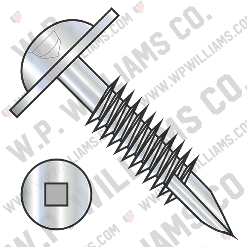 Square Round Washer Pocket Face Frame Screw Type17 Partial Thread ZincBake