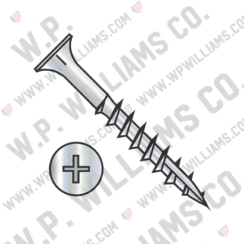 Phillips Flat Head w/Nibs Deep Thread Wood Screw Type 17 Full Thread Zinc Bake