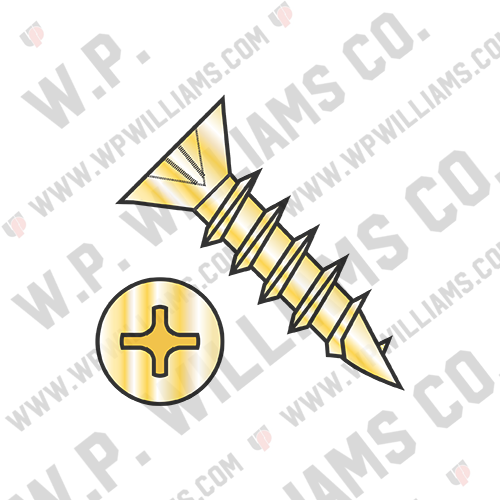 Phillips Flat Hinge Screw Coarse Thread Fully Threaded Steel Bright Brass Finish