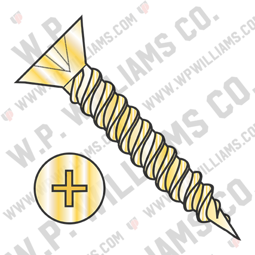 Phil Flat Hinge Screw Twinfast Fine Thread Full Thread Steel Bright Brass Finish